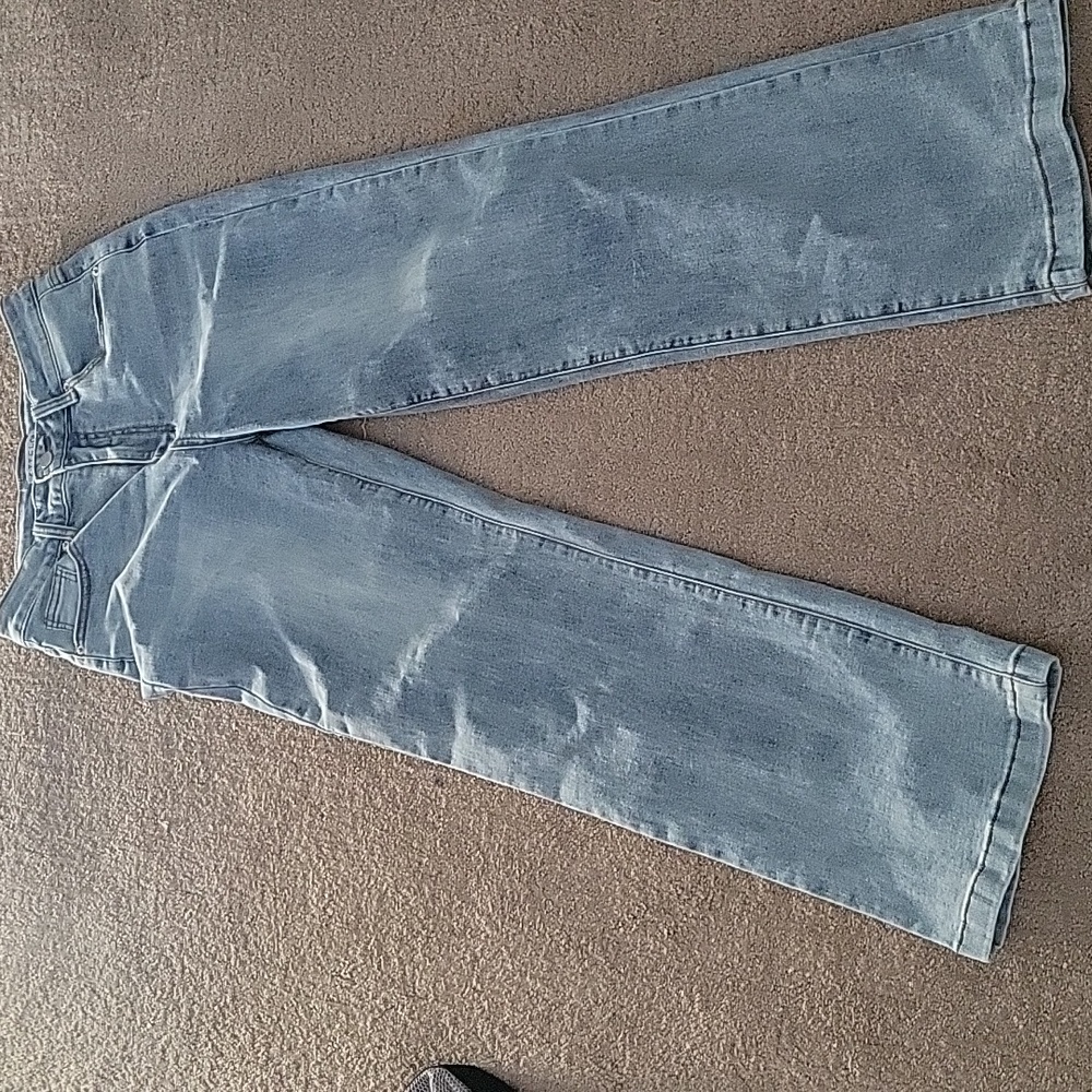 High waisted stretch wide leg denim